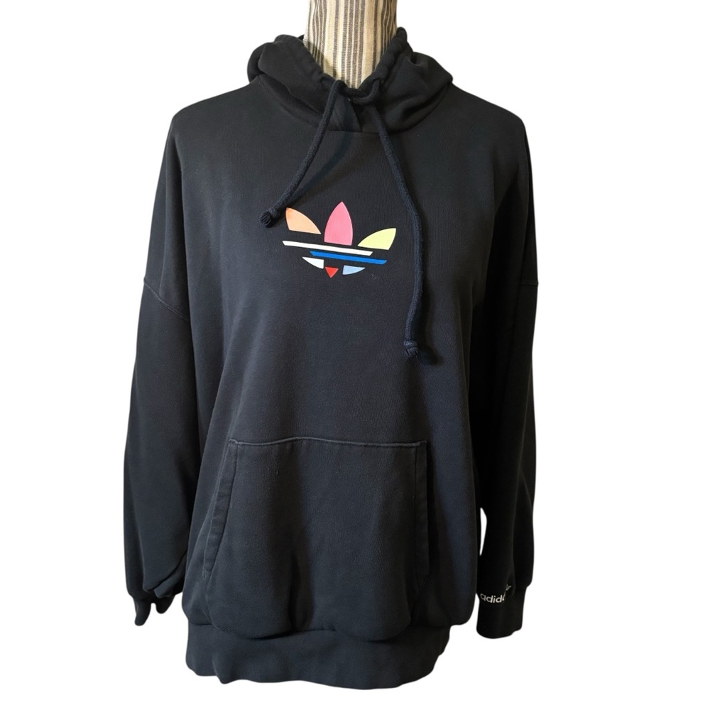 Adidas Originals Hoodie Medium Black Adicolor Shattered Trefoil Oversized Cotton
